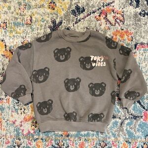 Zara Gray Bear Print Kids Sweatshirt